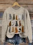 Women Knitted 3D Printing Long Sleeve Comfy Casual Sweater