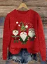 Women Christmas Knitted 3D Printing Long Sleeve Comfy Casual Sweatshirt