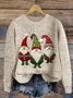 Women Christmas Knitted 3D Printing Long Sleeve Comfy Casual Sweatshirt
