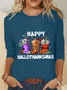 Casual Christmas Crew Neck Long Sleeve T-shirt