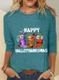Casual Christmas Crew Neck Long Sleeve T-shirt