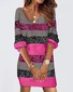 Women Striped Spring/Fall Dress V Neck Long Sleeve T-Shirt Dress H-Line Dress