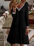 Women Plain V Neck Long Sleeve Comfy Casual Midi Dress