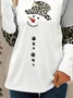 Casual Christmas Snowman Crew Neck Long Sleeve T-shirt