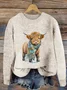 Women Knitted 3D Printing Long Sleeve Comfy Casual Sweater