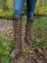 Vintage Plain Wearable Zipper Block Heel Combat Boots