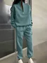 Women's Plain Daily Going Out Two Piece Set Long Sleeve Casual Spring/Fall Top With Pants Matching Set