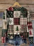 Christmas Vintage Plaid Print Crew Neck Sweatshirt
