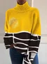 Casual Turtleneck Abstract Art Pattern Sweatshirt