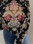 Casual Vintage Turtleneck Floral Print Sweatshirt