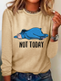 Crew Neck Long Sleeve Text Letters Regular Medium Elasticity Loose Blouse For Women