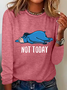 Crew Neck Long Sleeve Text Letters Regular Medium Elasticity Loose Blouse For Women