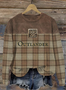Casual Vintage Hoodie Plaid Print Hoodie