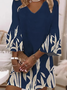 Women Vacation Floral V Neck Three Quarter Sleeve Comfy Casual Mini Dress