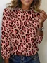Casual Leopard Crew Neck Long Sleeve T-shirt