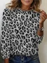 Casual Leopard Crew Neck Long Sleeve T-shirt