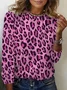 Casual Leopard Crew Neck Long Sleeve T-shirt