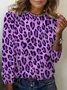 Casual Leopard Crew Neck Long Sleeve T-shirt