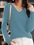 Women Yarn/Wool Yarn Plain Long Sleeve Comfy Casual Sweater