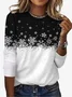 Casual Snowflake Crew Neck Long Sleeve T-shirt