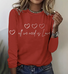 Casual Heart Printing Crew Neck Long Sleeve T-shirt