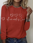 Casual Heart Printing Crew Neck Long Sleeve T-shirt