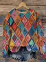 Casual Hoodie Geometric Colorful Pattern Sweatshirt