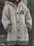 Women St. Patrick's Day Wool/Knitting Plaid Long Sleeve Comfy Casual Cardigan