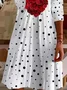 Women Polka Dots V Neck Long Sleeve Comfy Casual Printing Midi Dress