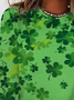 Casual St. Patrick's Day Shamrock Crew Neck Long Sleeve T-shirt