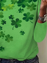 Casual St. Patrick's Day Shamrock Crew Neck Long Sleeve T-shirt