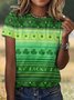 Casual St. Patrick's Day Striped Crew Neck Short Sleeve T-shirt