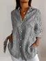 Shirt Collar Long Sleeve Geometric Regular Micro-Elasticity Regular Fit Shirt For Women