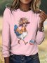 Vintage Easter Plaid Crew Neck Long Sleeve T-shirt