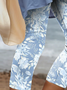 Casual Floral Capris Elastic Waist Printing Leggings