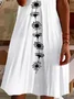 Women Sundress Floral V Neck Short Sleeve Comfy Casual Printing Knee Length Dress