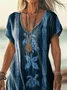 Women Vacation Marine Life V Neck Short Sleeve Comfy Casual Printing Maxi Dress