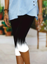 Casual Ombre Capris Elastic Waist Printing Leggings