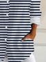 Shirt Collar Long Sleeve Striped Buckle Regular Loose Button Up Shirt Shirt For Women