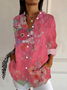 Shirt Collar Long Sleeve Floral Buckle Regular Loose Button Up Shirt Shirt For Women