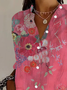 Shirt Collar Long Sleeve Floral Buckle Regular Loose Button Up Shirt Shirt For Women