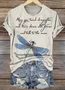Casual Dragonfly Pattern Crew Neck Short Sleeve T-shirt
