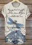 Casual Dragonfly Pattern Crew Neck Short Sleeve T-shirt