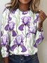 Casual Floral Crew Neck Long Sleeve T-shirt