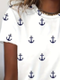Casual Anchor Crew Neck Short Sleeve T-shirt