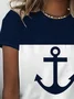 Casual Anchor Print Crew Neck Short Sleeve T-shirt