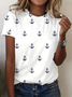 Casual Anchor Crew Neck Short Sleeve T-shirt