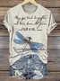 Casual Dragonfly Pattern Crew Neck Short Sleeve T-shirt