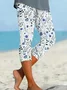 Casual Floral Capris Elastic Waist Printing Leggings
