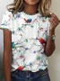 Casual Floral Crew Neck Short Sleeve T-shirt